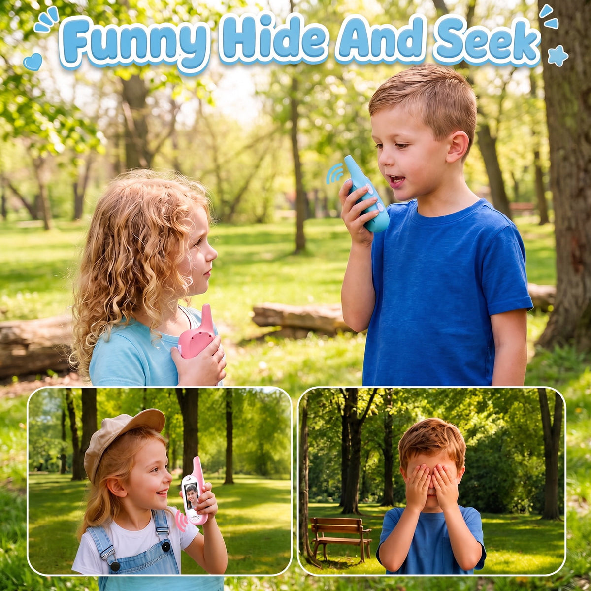Redsmile Kids Video Walkie-Talkies, 2-Pack with Screen and Voice Effects, Pink and Blue
