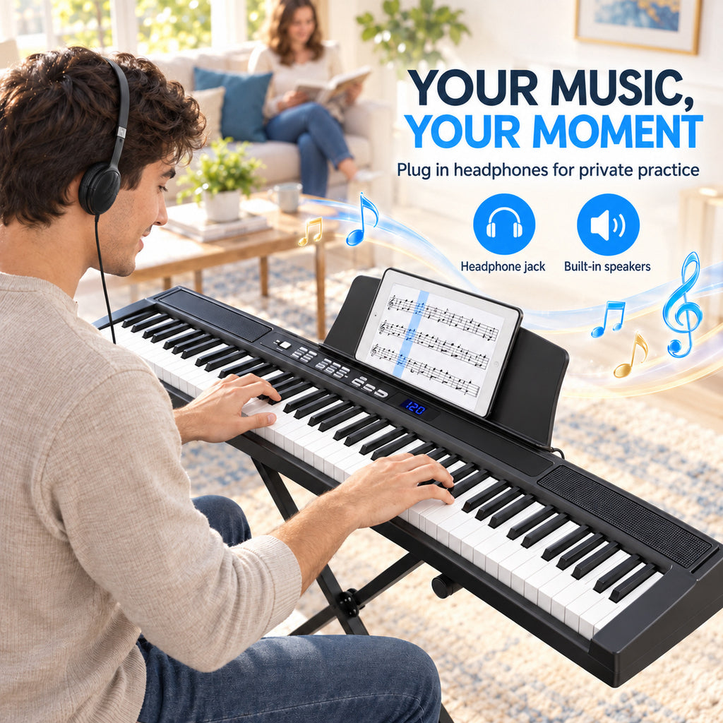 Redsmile Piano Keyboard 88 Keys Digital Piano with 128 Tones, Stand and Pedal, Black
