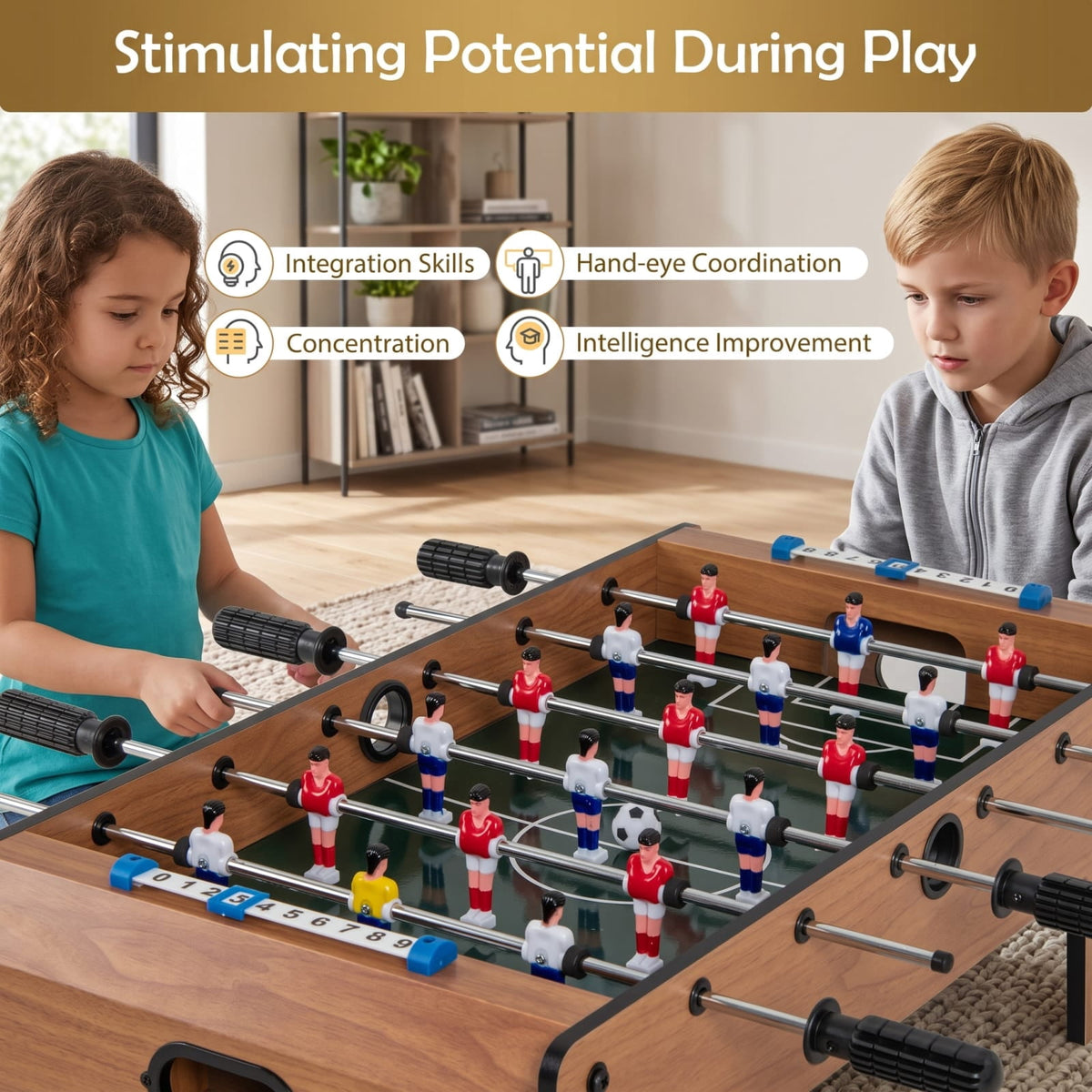 Redsmile 27 Inch Foosball Table Mini Tabletop Soccer Game Fun Interactive Game Set for Kids Adults Family Game Room Party Indoor Play
