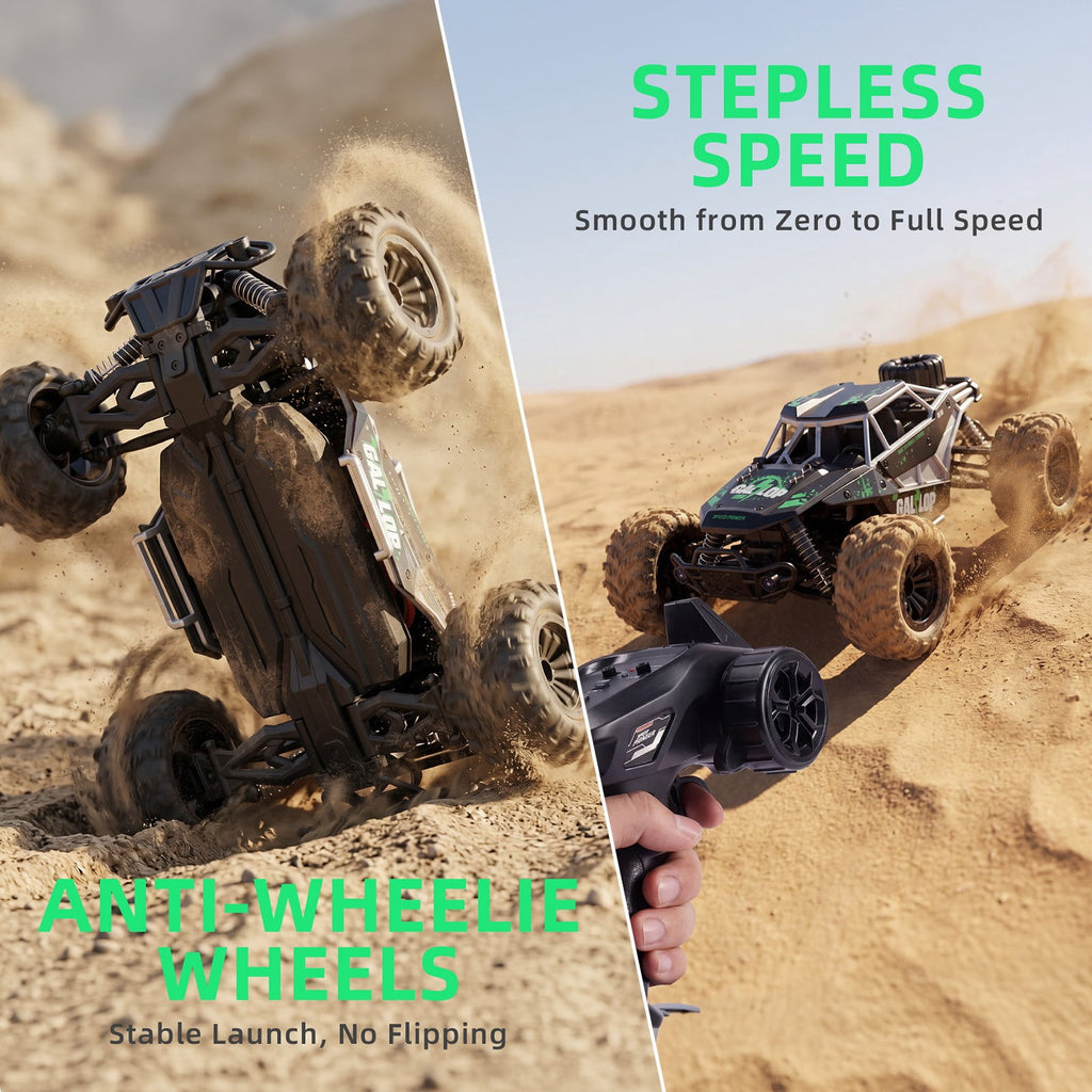 Redsmile Remote Control Car 1:16 Scale 4WD Off-Road RC Truck with 22 MPH Speed, All-Terrain Monster Truck with LED Headlights and Rechargeable Battery, Ready to Run Toy Gift for Boys and Kids