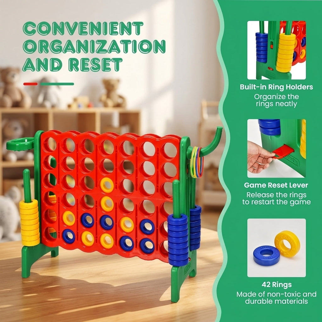 Redsmile 2.5Ft 4-to-Score Giant Game Set in Green - Family Game Night Entertainment for All Ages Indoor Outdoor Yard Party Fun