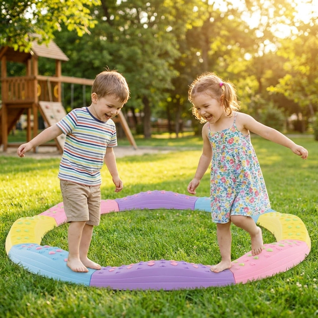 Redsmile Kids Balance Beam, Wavy Balance Beam Set with Textured Non-Slip Surface, Configurable Toddler Balance Toy, Pink and Purple
