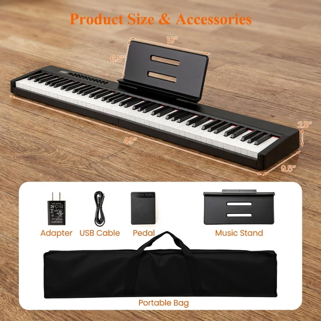 Redsmile 88-Key Velocity-Sensitive Digital Piano with Dual Mode and Recording for Home Studio Practice with Expressive Full-Range Sound, Black