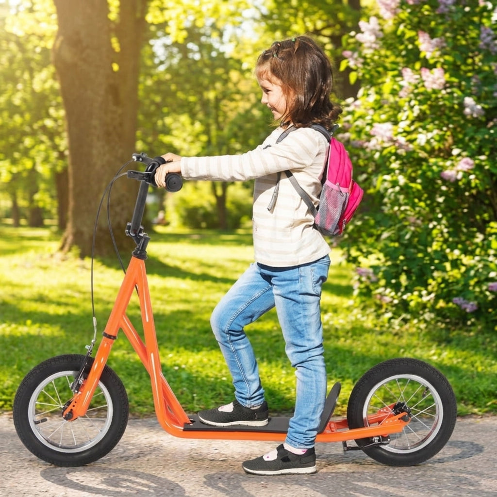 Redsmile Kids Scooter with 12 Inch Air Wheel, Height Adjustable Kick Scooter Holds 165 lb for Big Kids and Teens, Orange