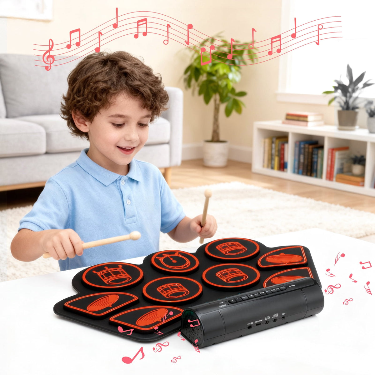 Redsmile Electronic Drum Set Kit with 9 Pads and Dual Speakers for Kids and Adults,Portable Practice Kit for Beginners