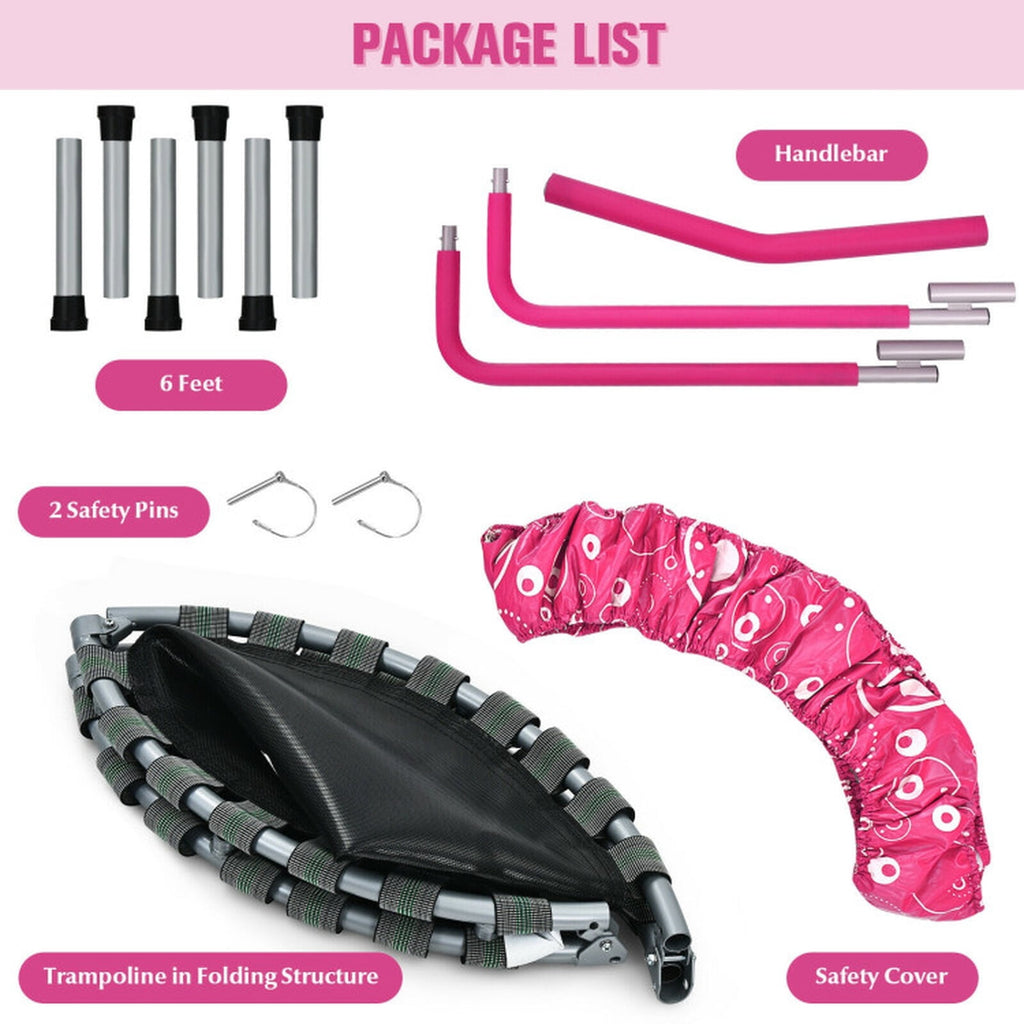 Redsmile 36 Inch Kids Trampoline Mini Rebounder with Full Covered Handrail, Pink