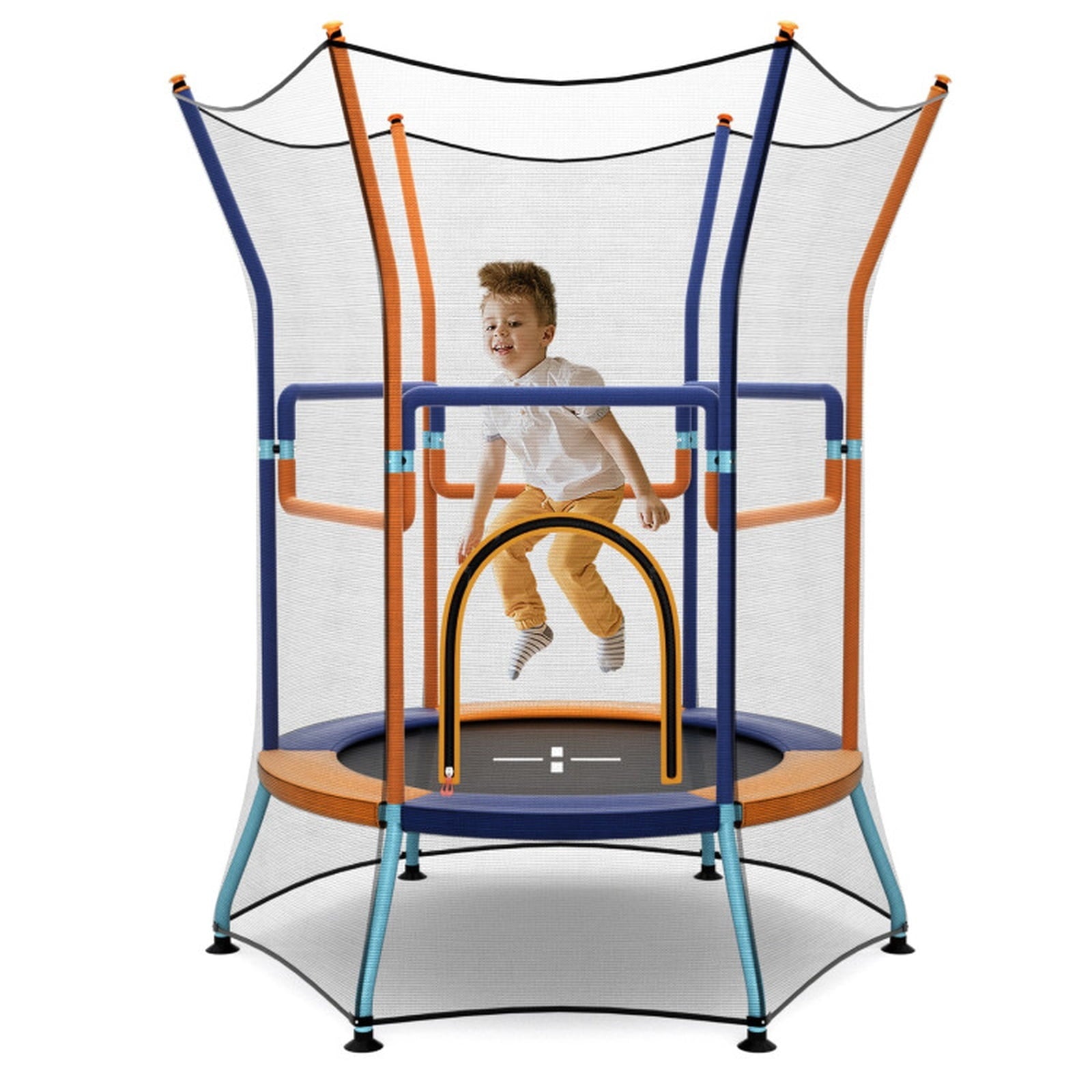 Redsmile Mini Trampoline for Kids with Safety Enclosure Net and Foam Handles, Orange