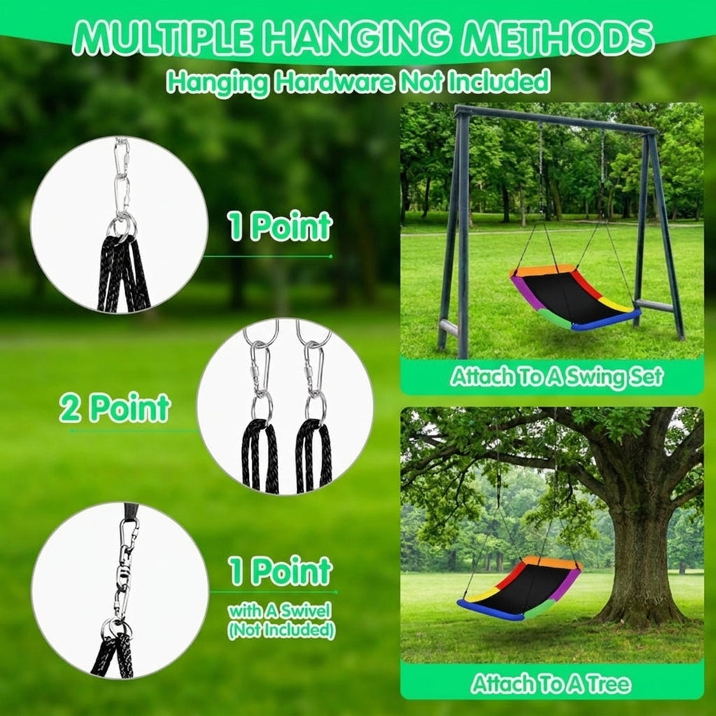 Redsmile Platform Tree Swing for Kids and Adults, 60 Inch Giant Saucer Tree Swing with Adjustable Ropes, 700 lb Outdoor Backyard Swing, Multicolor
