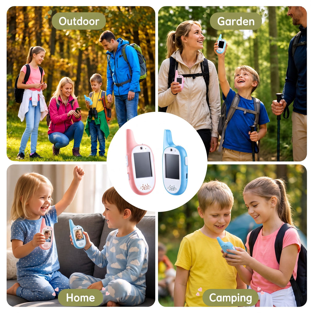 Redsmile Kids Video Walkie-Talkies, 2-Pack with Screen and Voice Effects, Pink and Blue