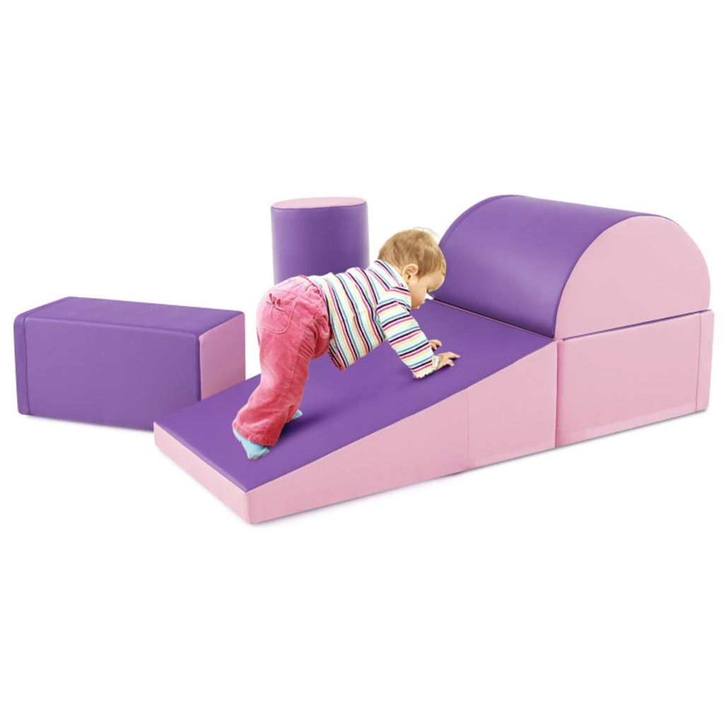 Redsmile Foam Climbing Toys for Toddlers, 5-Piece Soft Climb and Crawl Activity Playset for Babies, Indoor Toddler Play Gym, Purple
