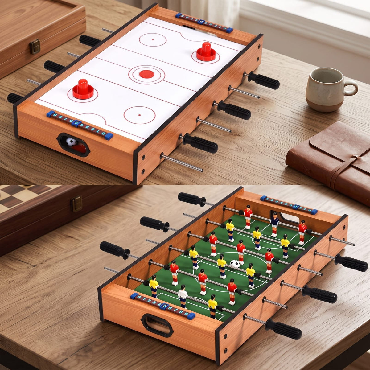 Redsmile 2-in-1 Indoor/Outdoor Air Hockey Foosball Game Table Fun Interactive Game Set for Kids Adults Family Game Room Party Indoor Play