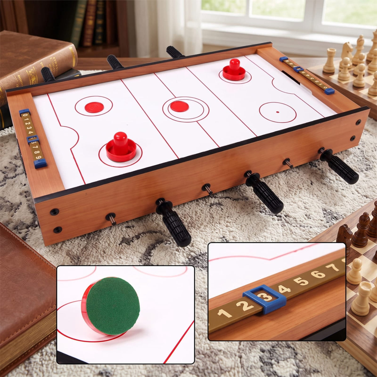 Redsmile 2-in-1 Indoor/Outdoor Air Hockey Foosball Game Table Fun Interactive Game Set for Kids Adults Family Game Room Party Indoor Play