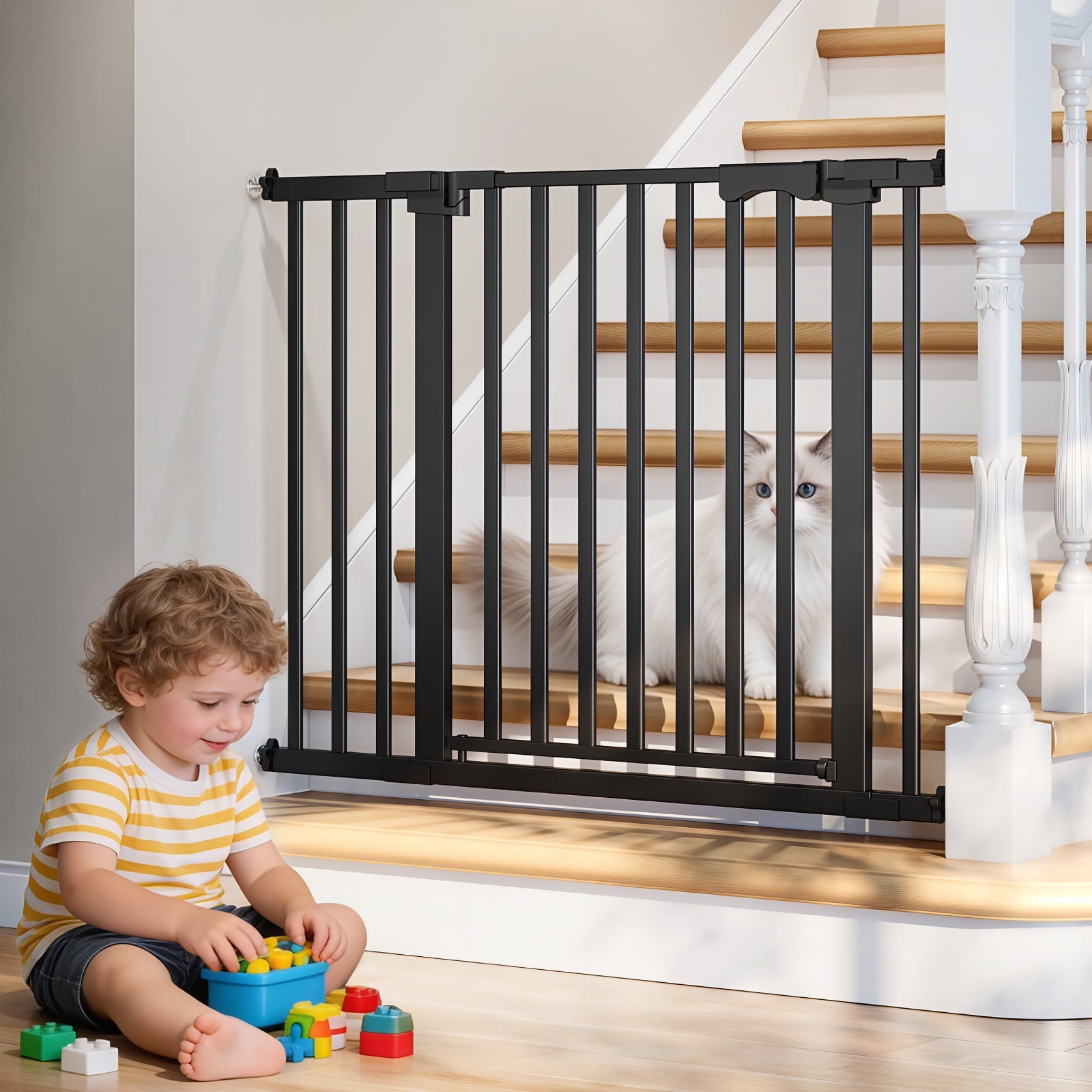 Redsmile 30in Extra Tall Baby Gates for Doorway, Auto Close Pet Gate, 30in to 43in Wide Pressure Mounted, Gifts for Mom, Black