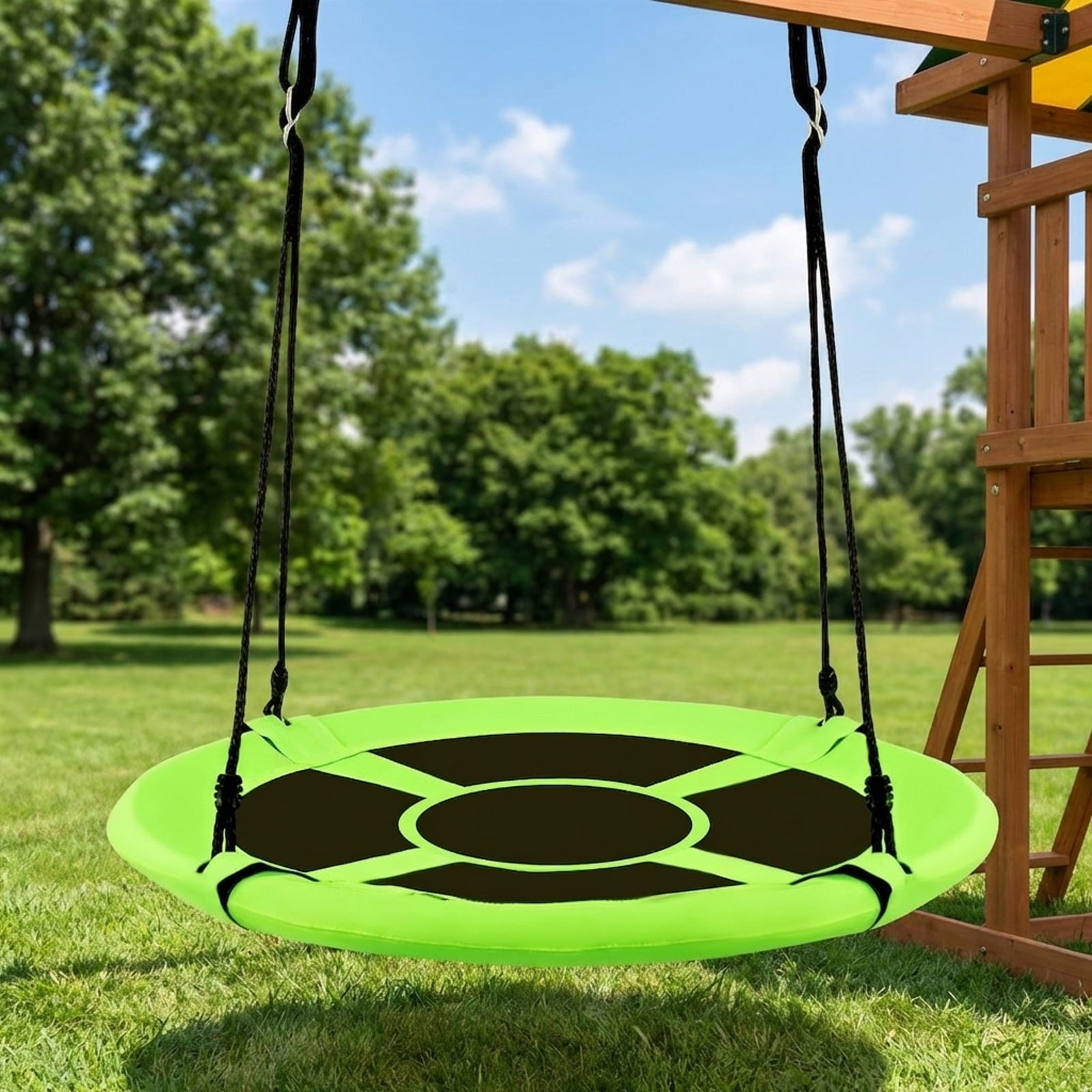 Redsmile 40 Inch Flying Saucer Tree Swing Indoor Outdoor Play Set with Adjustable Ropes 700 lbs Capacity for Kids Adults - Green