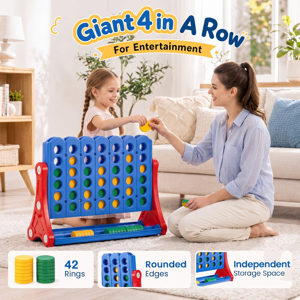 Redsmile 4 in a Row Game with 42 Chips and Carry Bag, Tabletop Strategy Game for Family Game Nights and Outdoor Parties