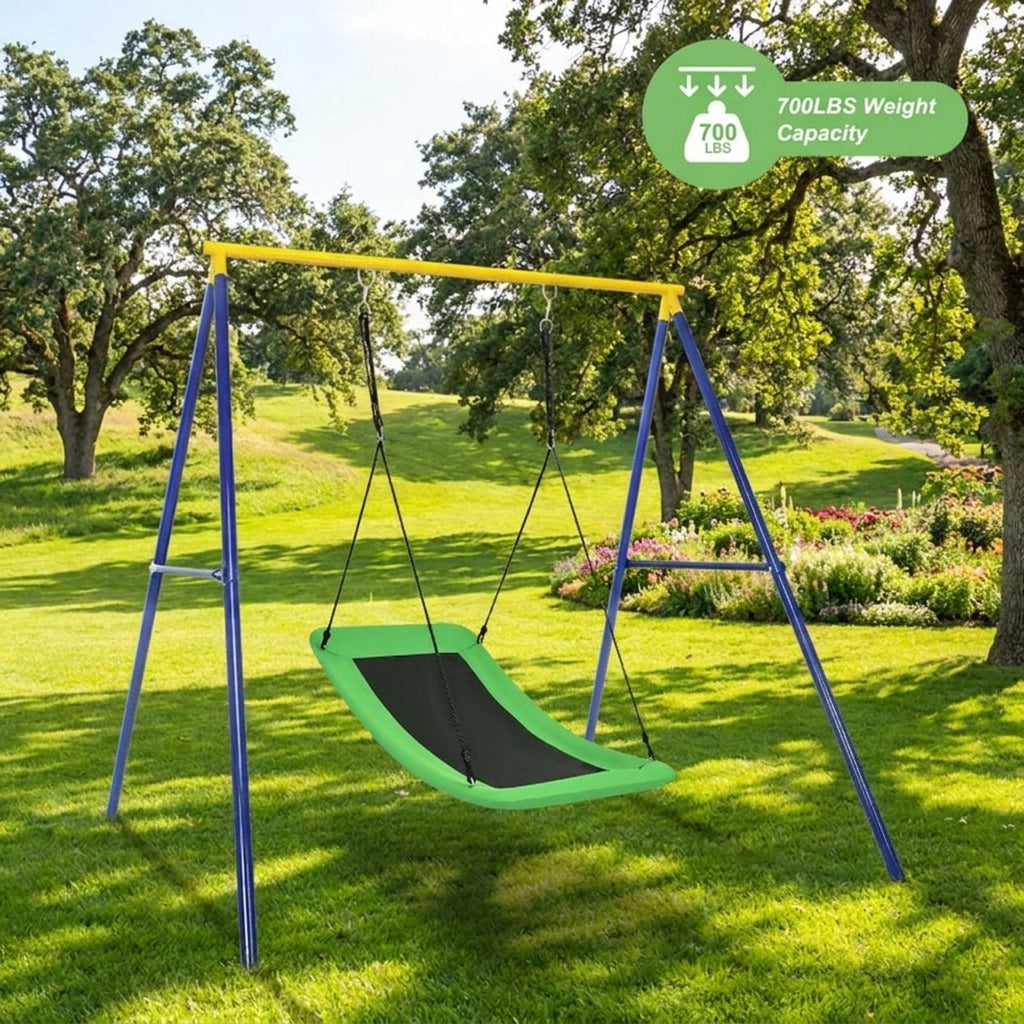 Redsmile Platform Tree Swing for Kids and Adults, 60 Inch Giant Saucer Tree Swing with Adjustable Ropes, 700 lb Outdoor Backyard Swing, Green