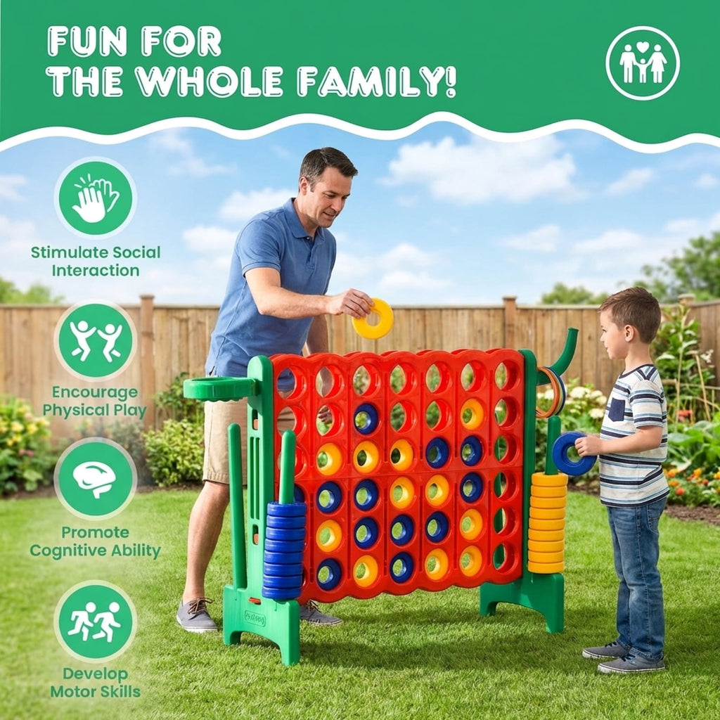 Redsmile 2.5Ft 4-to-Score Giant Game Set in Green - Family Game Night Entertainment for All Ages Indoor Outdoor Yard Party Fun