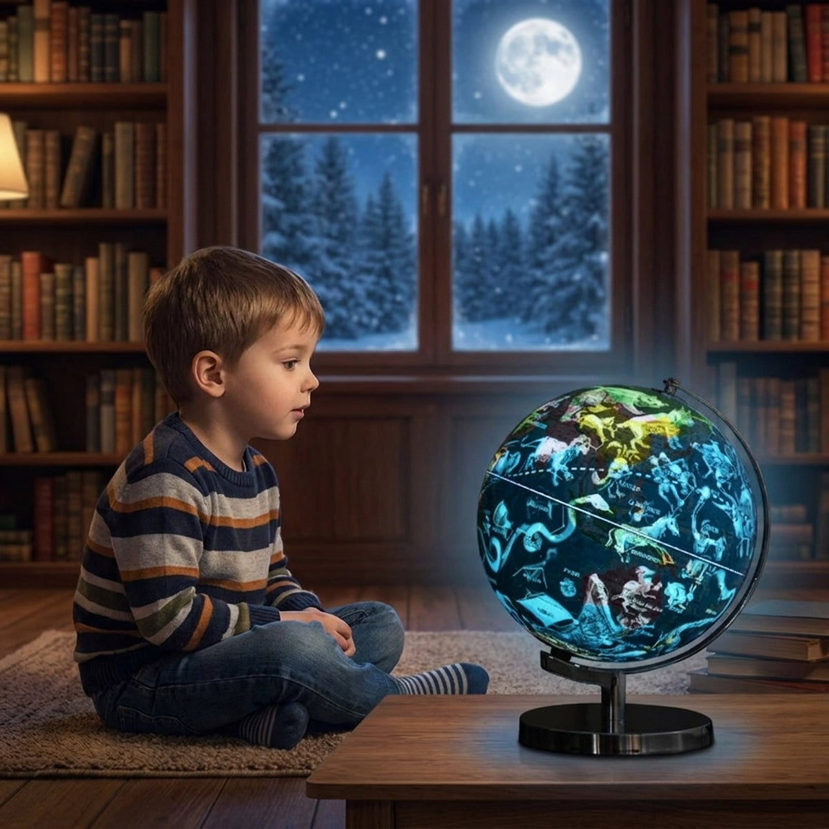 Redsmile 3-in-1 Illuminated World Globe for Kids, 9 Inch Educational Globe with Stand, 88 Constellations, Night Light and 190+ Countries, Learning Gift for Boys and Girls, Christmas Gift, Blue