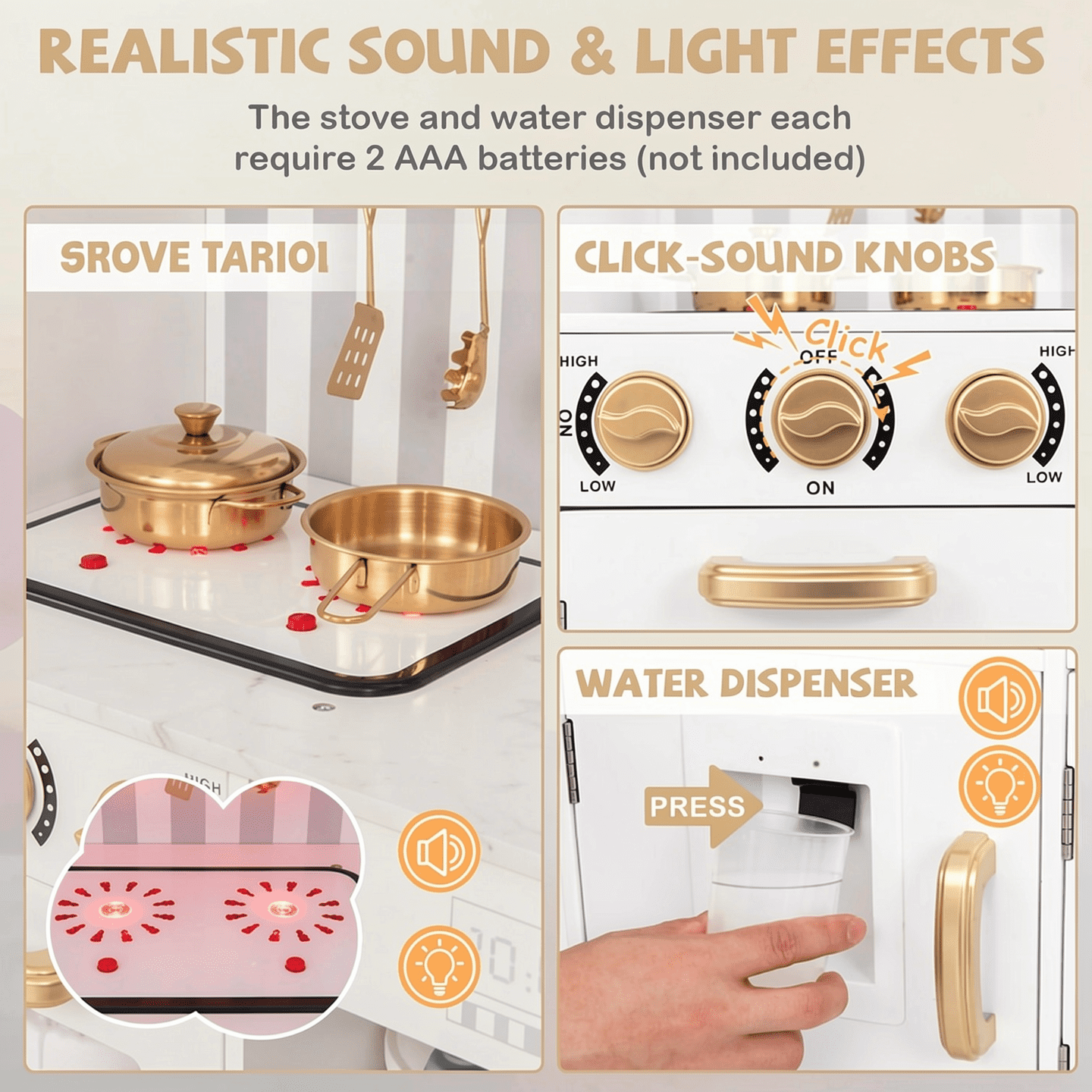 Redsmile Play Kitchen,Wooden Kids Kitchen Playset with Dish Washable Machine,Oven,Realistic Lights and Sounds,Pretend Play Toy Kitchen Gift for Girls Boys Ages 3-10,White