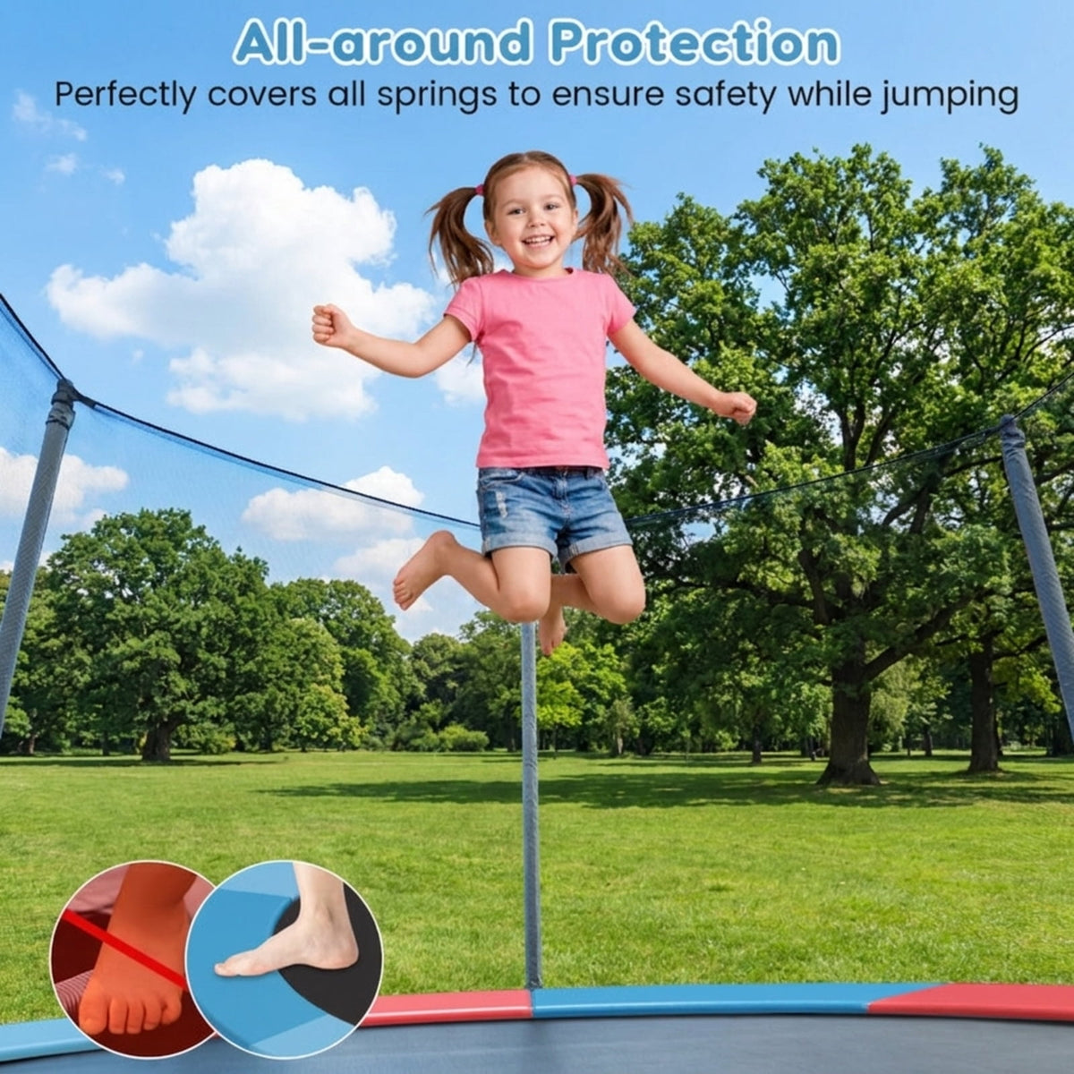 Redsmile 14 Feet Trampoline Pad Replacement Safety Pad with Fixing Straps, Multicolor