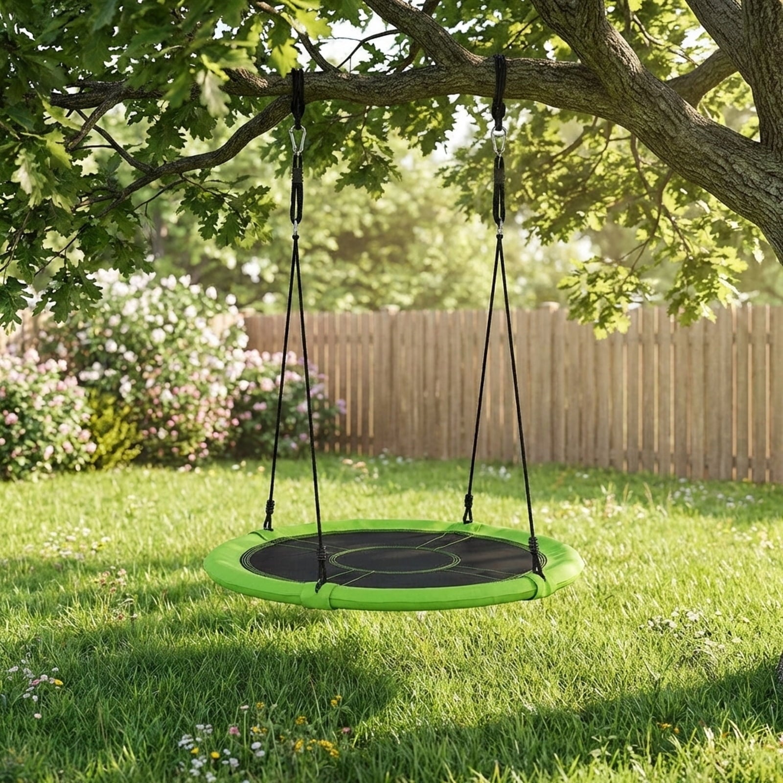 Redsmile 40 Inch Flying Saucer Tree Swing Indoor Outdoor Play Set with Adjustable Ropes 700 lbs Capacity for Kids Adults - Green