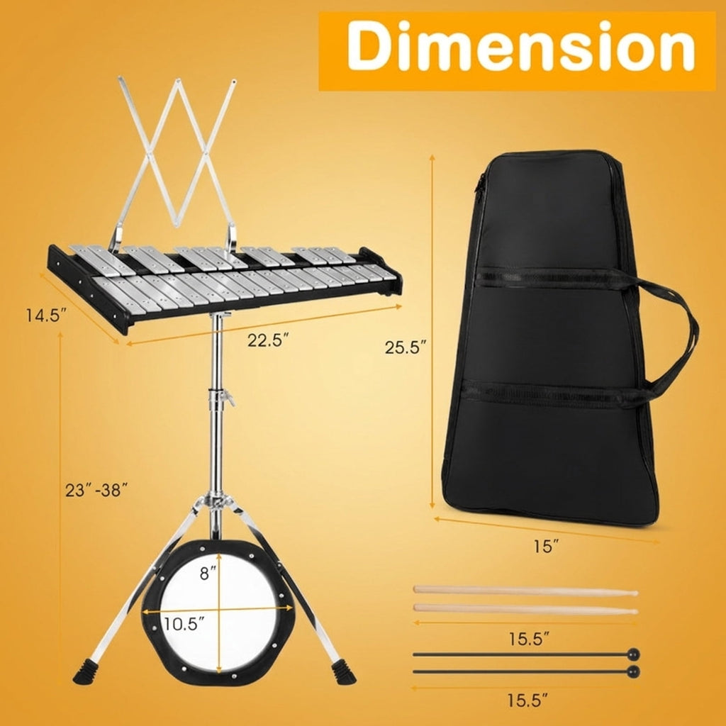 Redsmile 30-Note Glockenspiel Percussion Set with Adjustable Stand and Mallets for Beginner Kids, Black