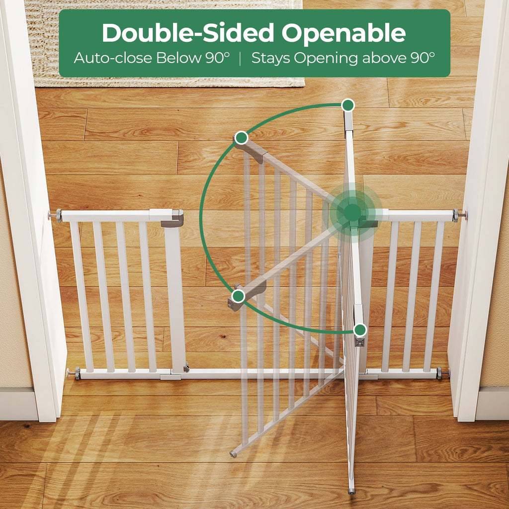 Redsmile 30in-50in Baby Gates for Doorway, Auto Close Pet Gate, Gifts for Mom, Easy Install Pressure Mounted Dog Door, White