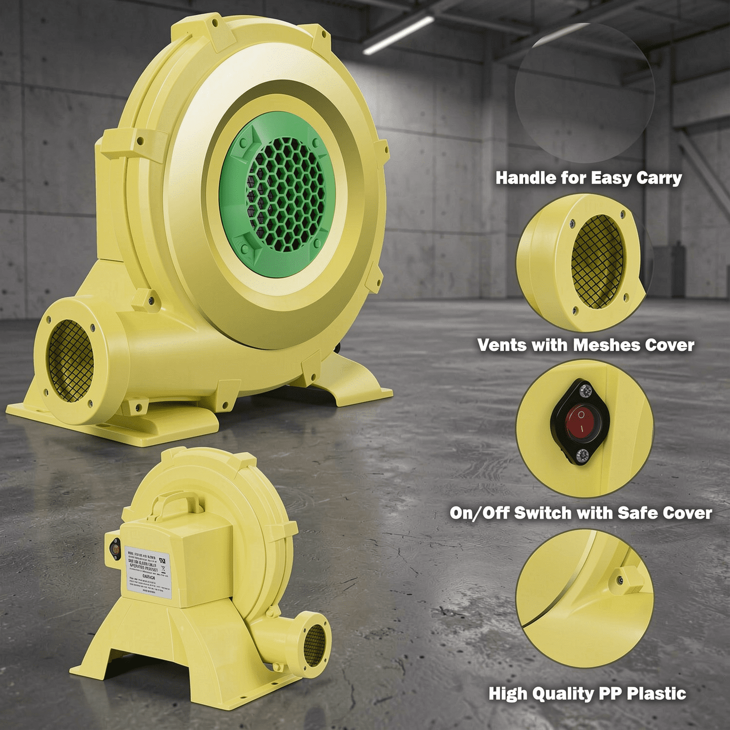 Redsmile 950 W 1.25 HP Air Blower Pump Fan for Inflatable Bounce House - Powerful Inflation Fan for Bounce House Castle Water Slide