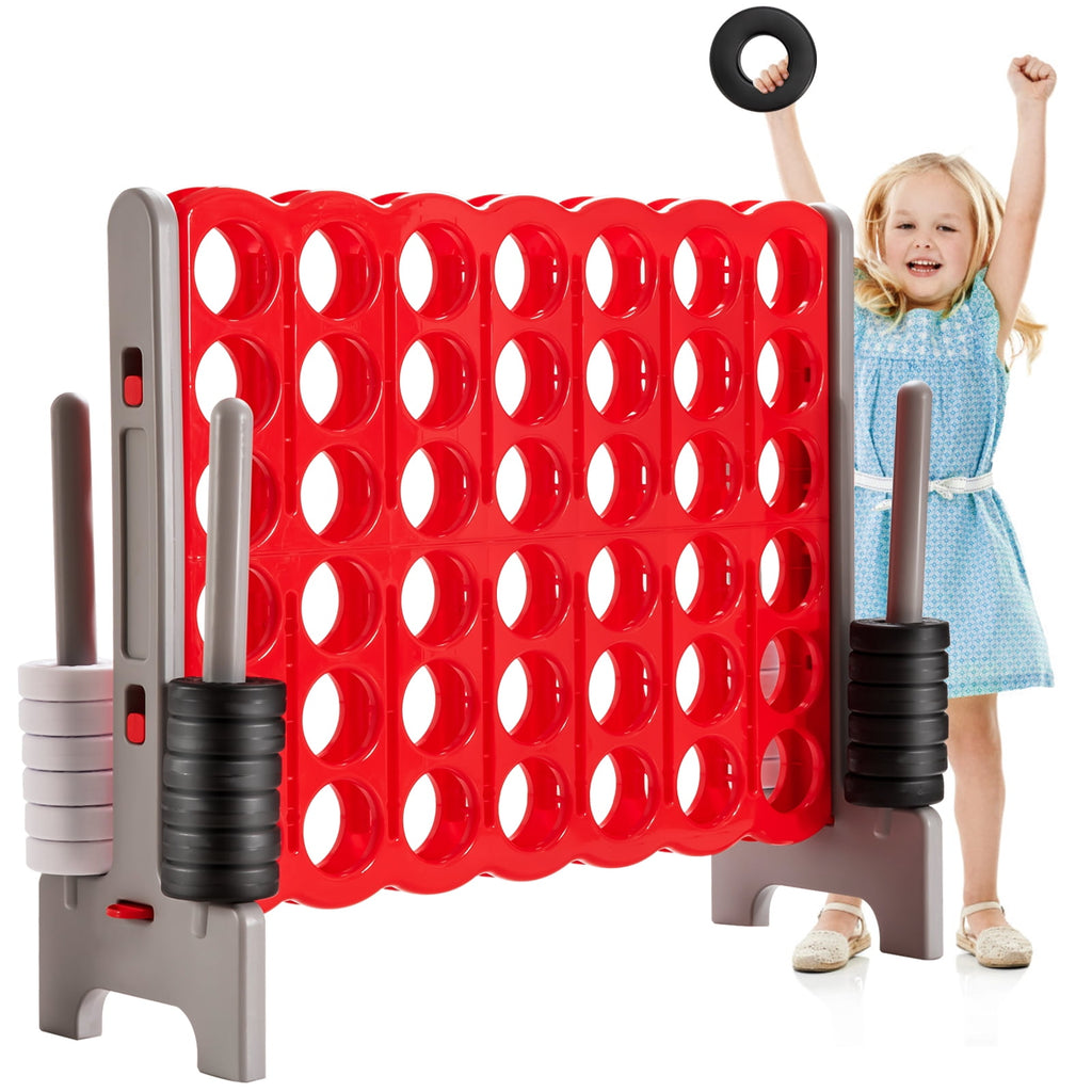 Redsmile 3.5 Feet Tall Jumbo 4 to Score Giant Game Set with 42 Jumbo Rings-Red Multicolor - Outdoor Backyard Lawn Party Game for Kids Adults