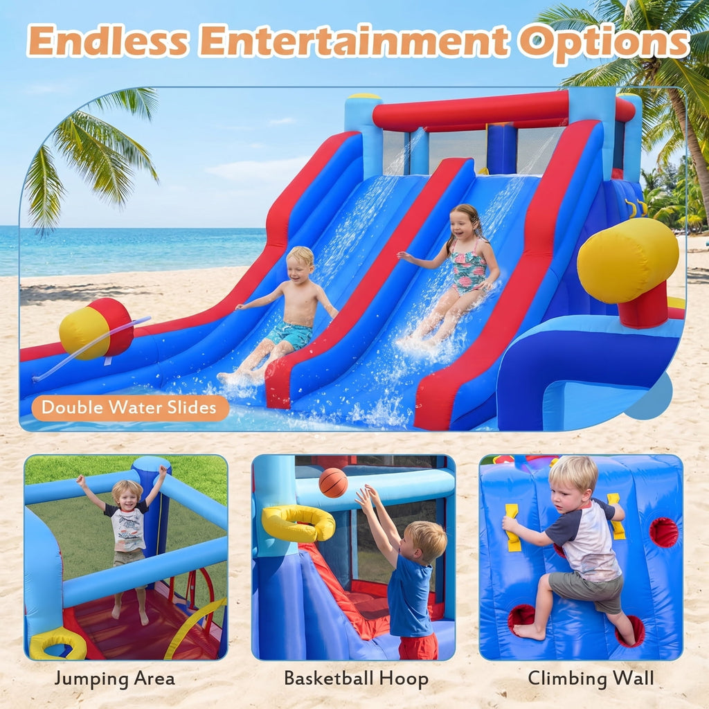 Redsmile Inflatable Water Slide Park for Kids Backyard Outdoor Fun, Multicolor