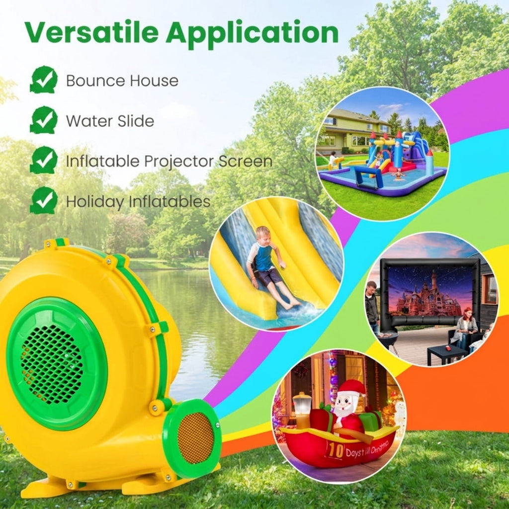 Redsmile 950W Air Blower Pump Fan with Handle and Ground Stakes, High-Performance Inflatable Blower for Bounce House and Holiday Inflatables, Portable Air Pump, Yellow