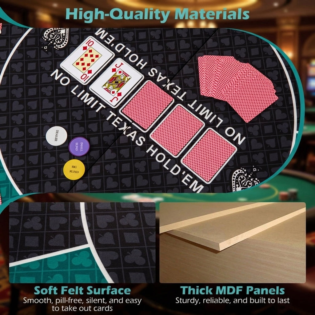 Redsmile 48 Inch 6-Player Foldable Poker Table Top, Portable Round Card Game Table Topper with 10 Cup Holders and Carrying Bag, Folding Poker Table Top for Home Party, Green