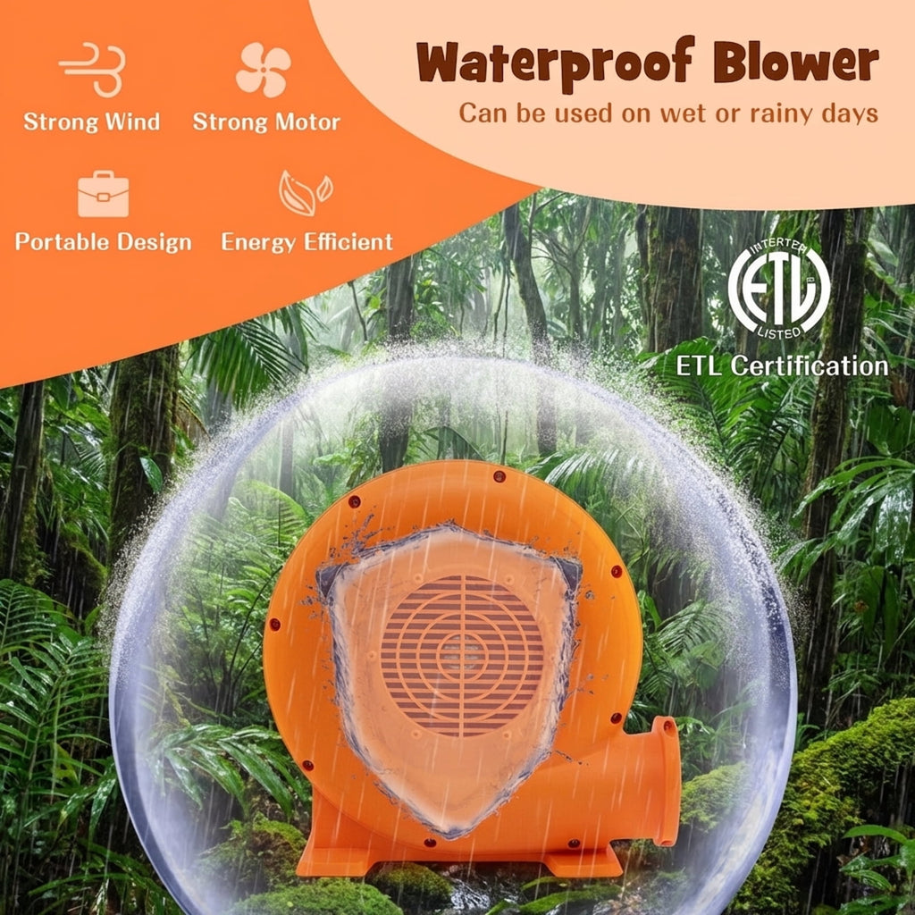 Redsmile 550W Air Blower (0.7HP) for Inflatables with 25 feet Wire and GFCI Plug - Powerful Inflation Fan for Bounce House Castle Water Slide
