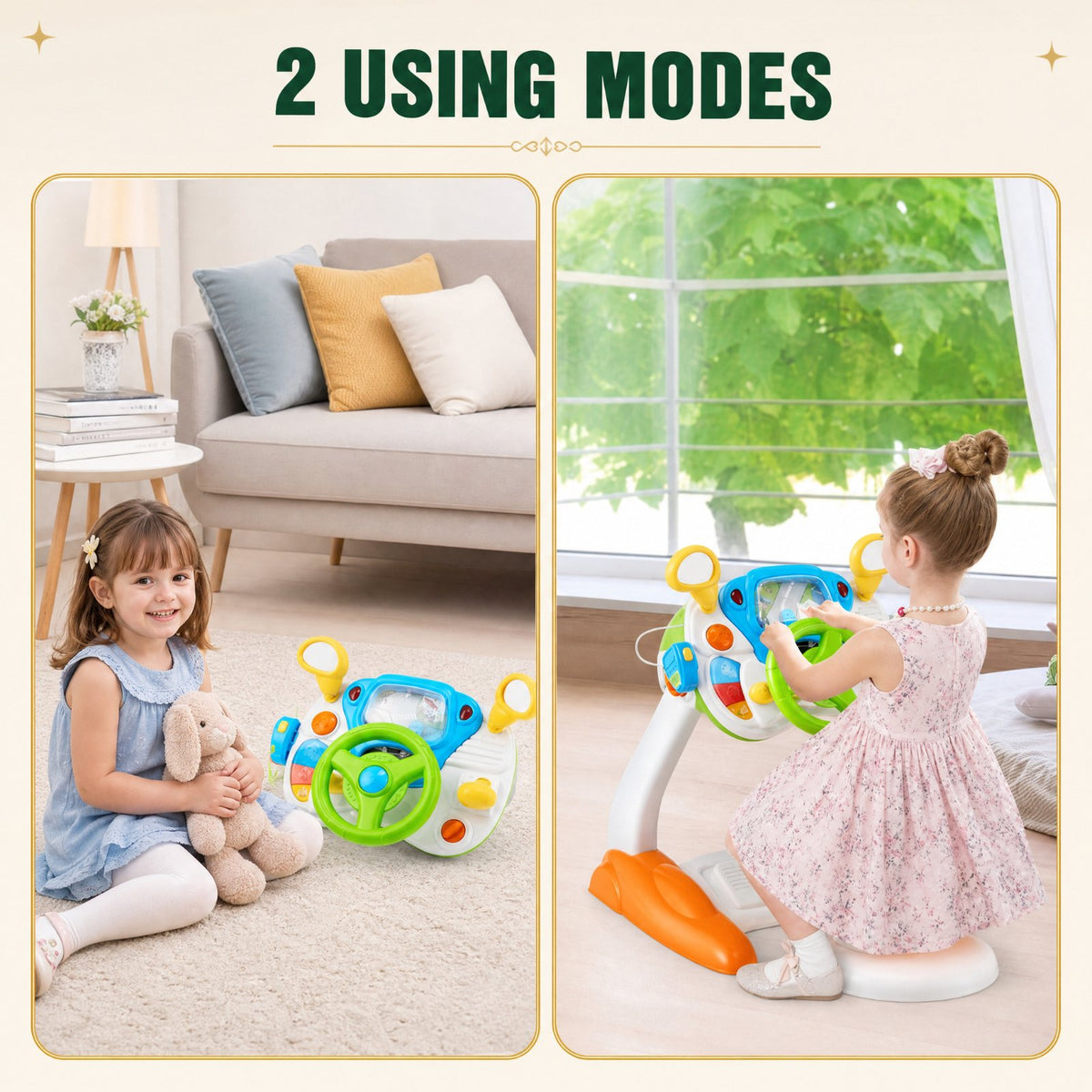 Redsmile Kids Steering Wheel Pretend Play Toy with Lights and Sounds for Toddler Boys Girls