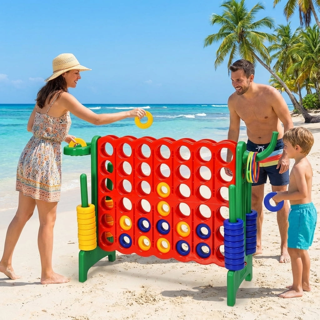 Redsmile 2.5Ft 4-to-Score Giant Game Set in Green - Family Game Night Entertainment for All Ages Indoor Outdoor Yard Party Fun