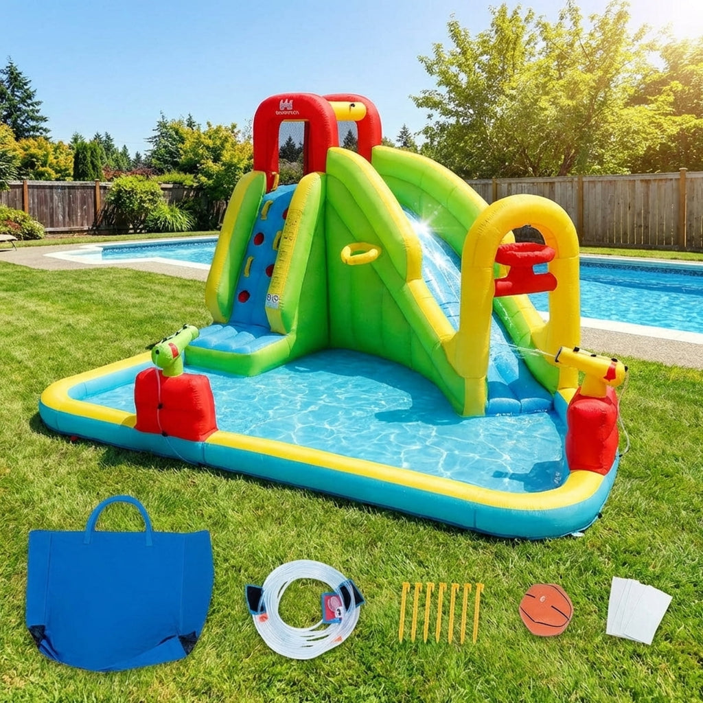 Redsmile Outdoor Inflatable Water Bounce House with 480W Blower - Multicolor - Kids Birthday Party - Backyard Fun