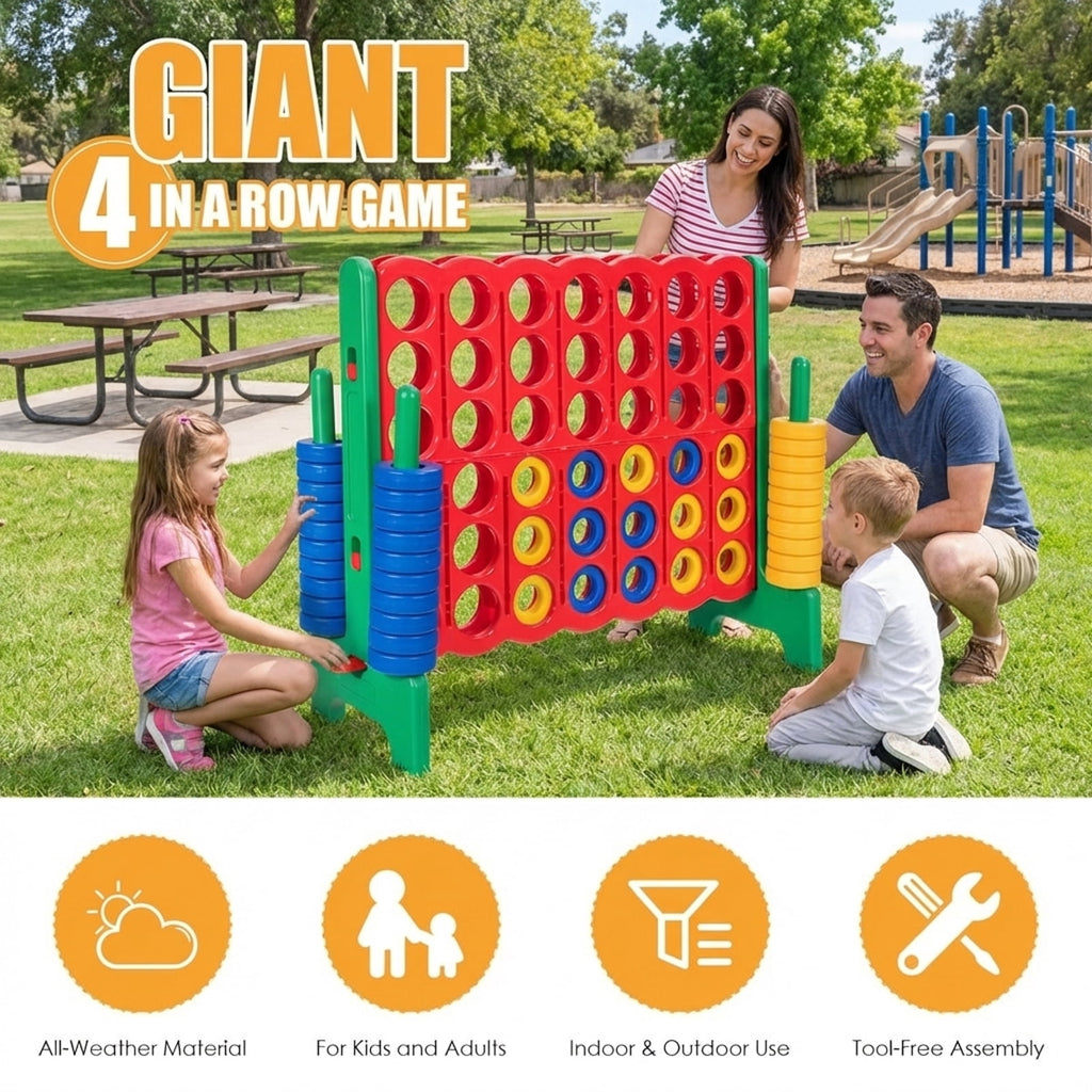 Redsmile Jumbo 4-to-Score Giant Game Set with 42 Jumbo Rings and Quick-Release Slider-Green Green - Outdoor Backyard Lawn Party Game for Kids Adults