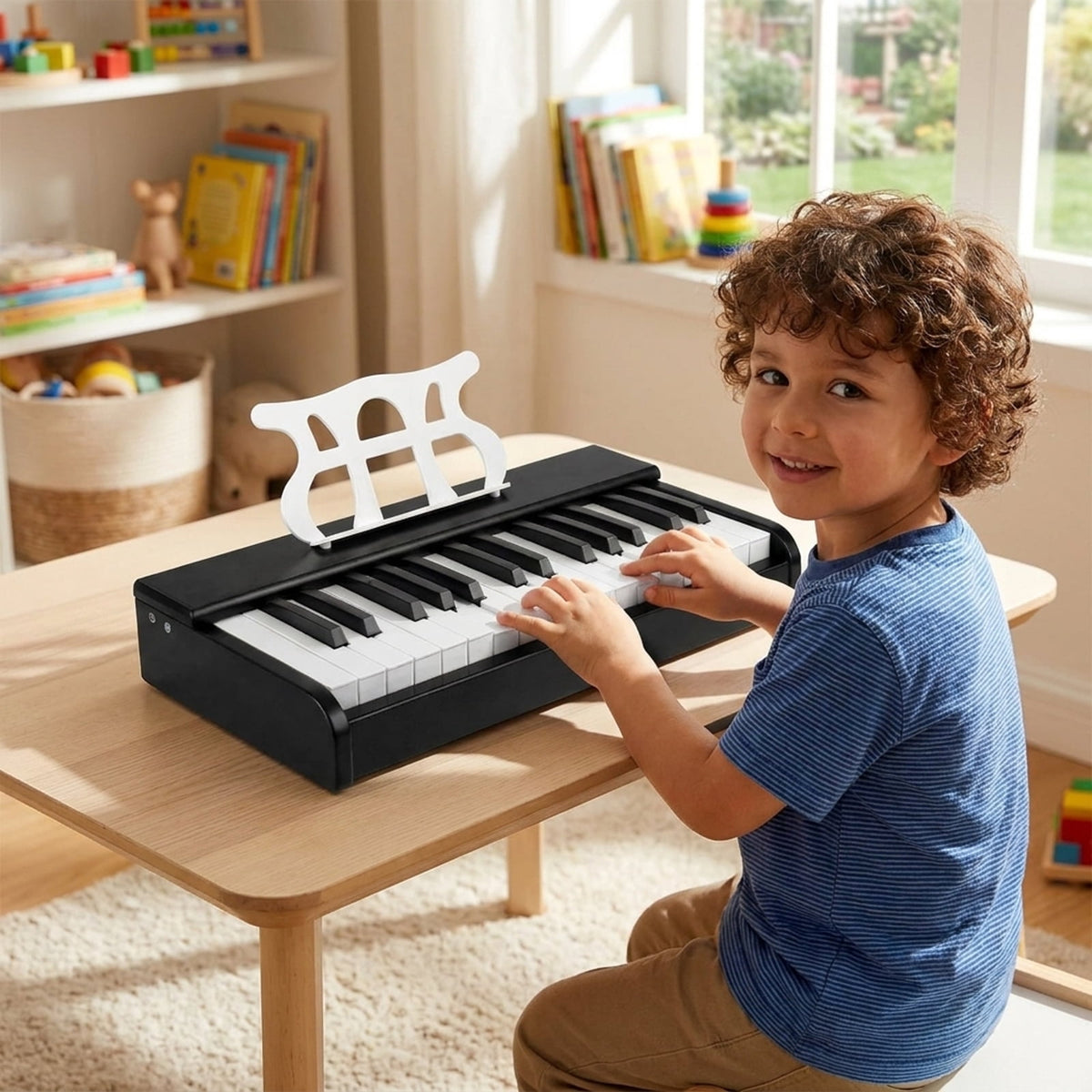 Redsmile 30-Key Kids Piano Keyboard with Music Stand and ASTM-Certified Design for Toddlers and Beginners, Black
