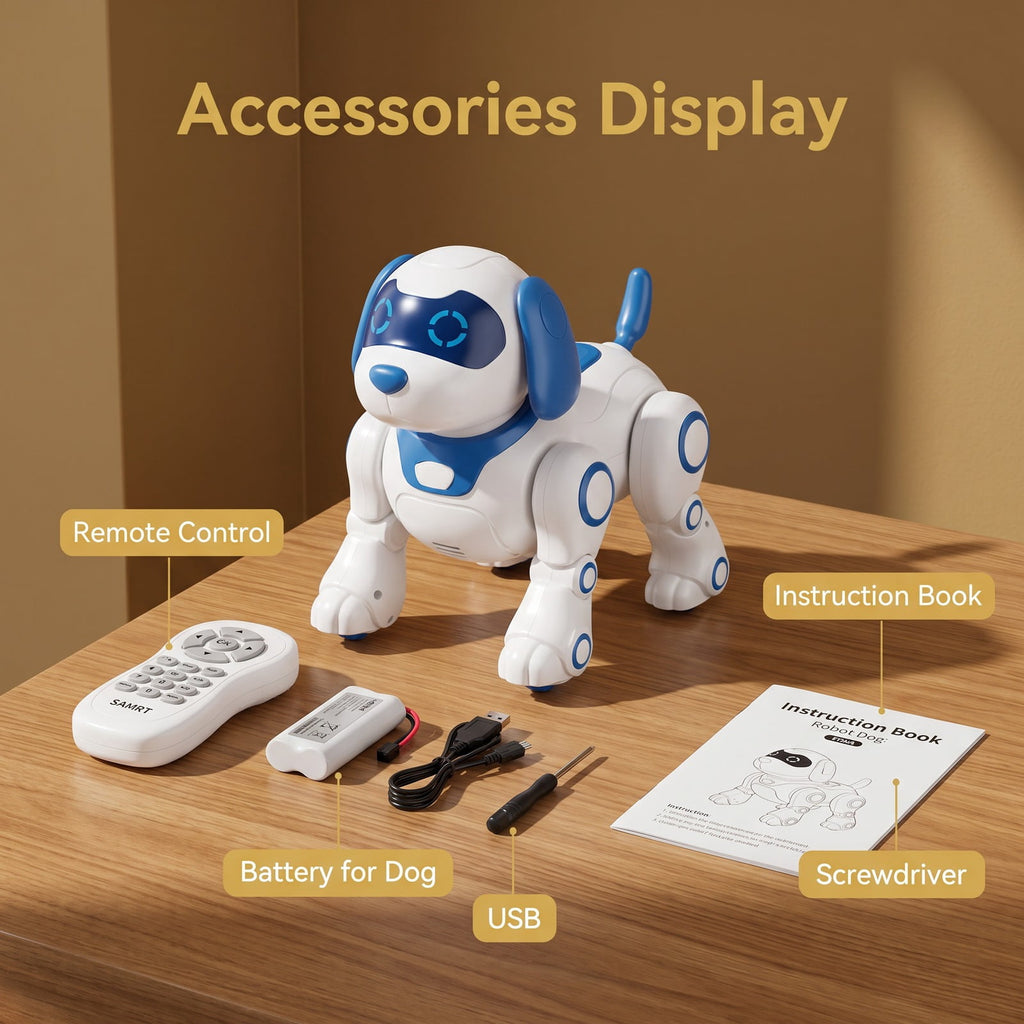 Redsmile Interactive Robot Dog Toy with Remote, Voice and Gesture Control, Singing Dancing Robotic Puppy with Wheels, Blue