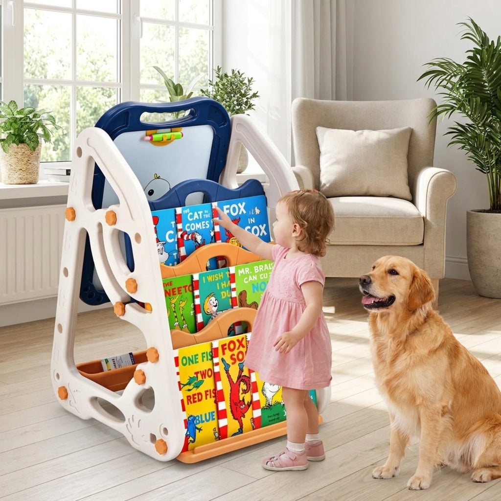 Redsmile 3-in-1 Kids Art Easel Double-Sided Tabletop Easel with Art Accessories, Art Easel for Kids, Standing Easel, Double Sided Easel for Toddlers Boys Girls, Christmas Birthday Gift, Blue