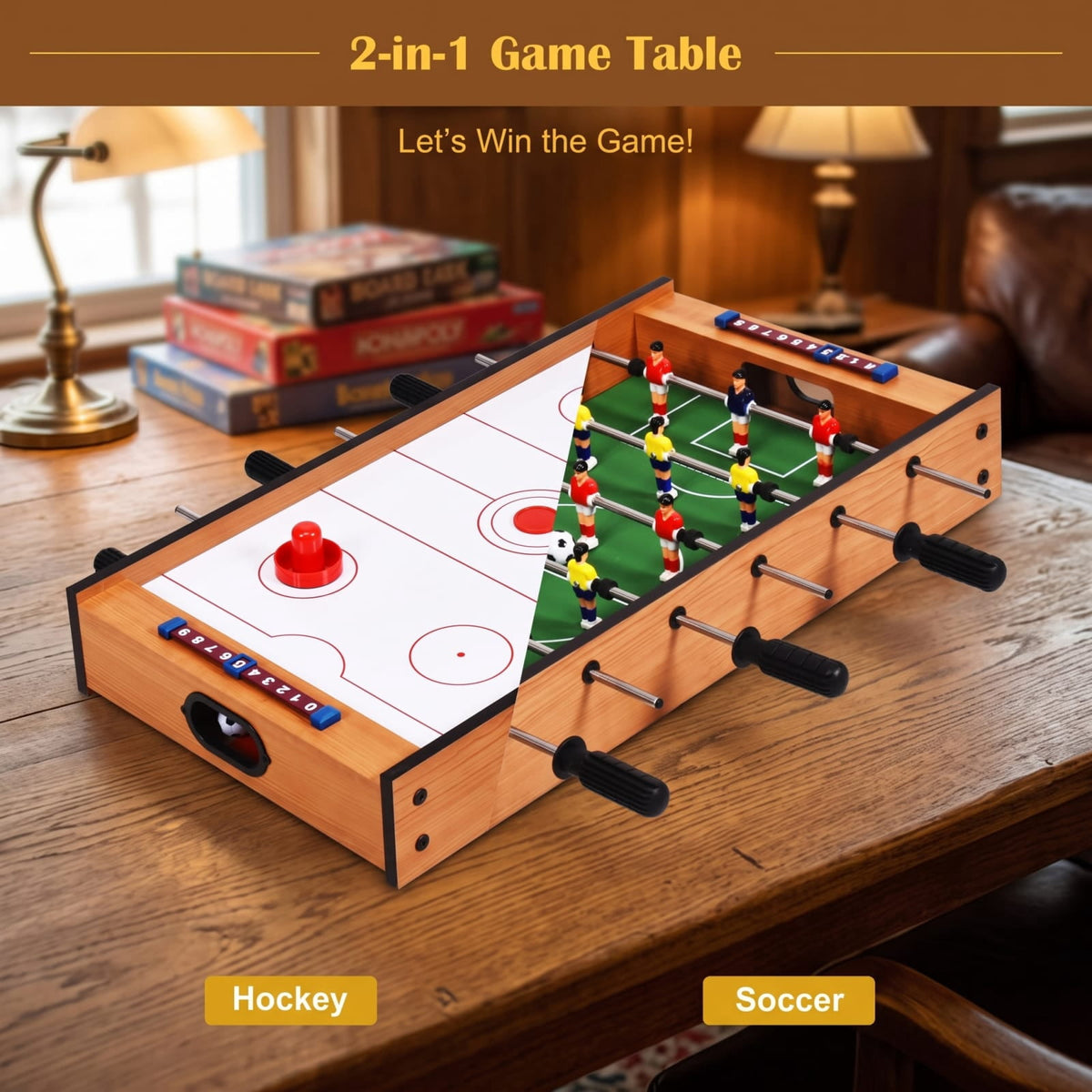 Redsmile 2-in-1 Indoor/Outdoor Air Hockey Foosball Game Table Fun Interactive Game Set for Kids Adults Family Game Room Party Indoor Play