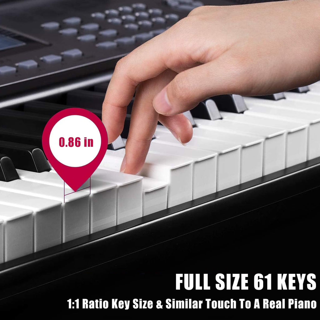 Redsmile 61-Key Electric Keyboard Piano Beginners Piano Keyboard with LCD Display and 3 Learning Modes
