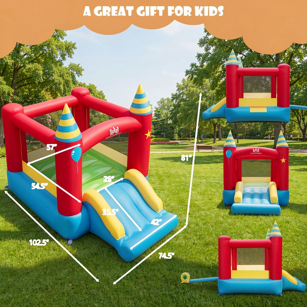 Redsmile Kids Inflatable Bounce Castle Excluded Blower, Multicolor