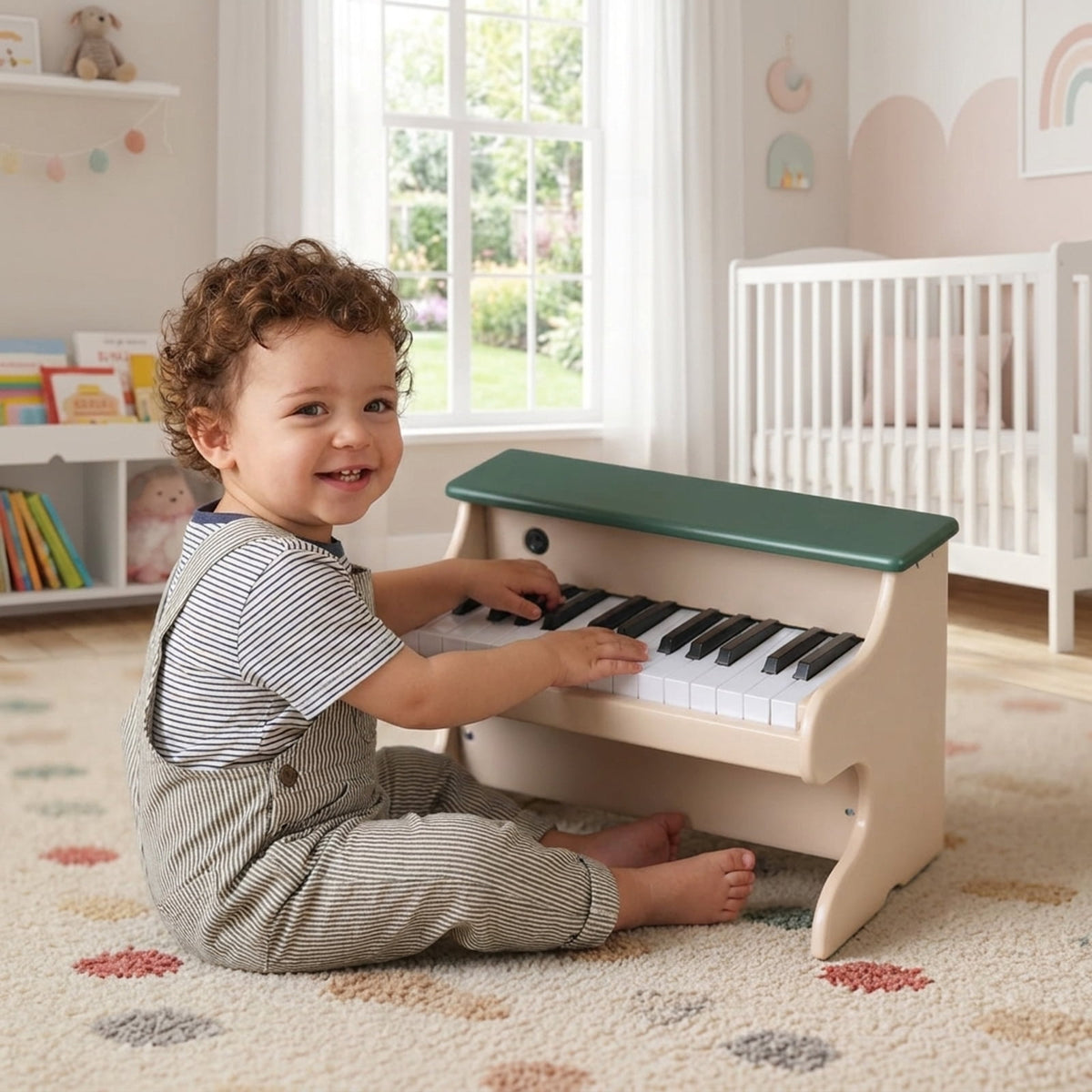 Redsmile 25-Key Wooden Kids Piano Keyboard with Recording and Music Stand for Toddlers and Beginners, Green