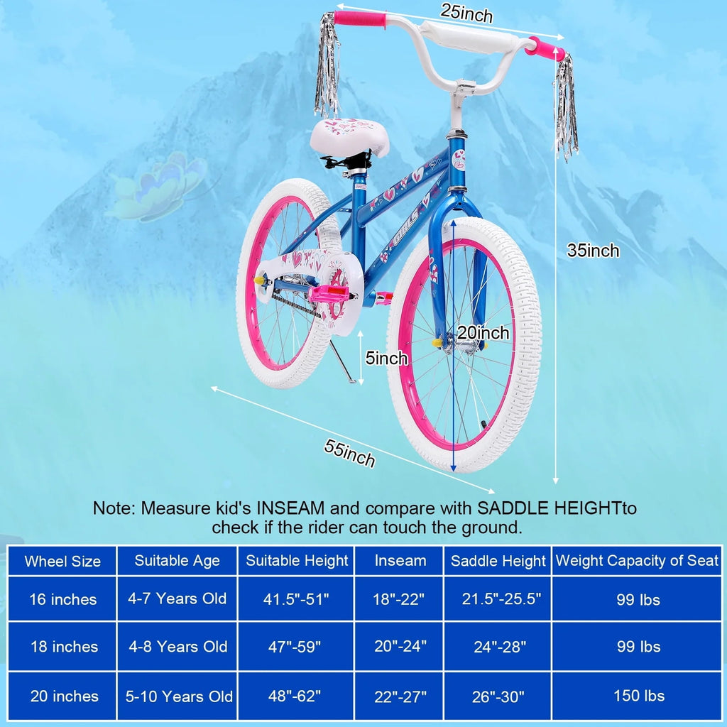 Redsmile 20 in. Kids Bike, Bicycle for Girls and Boys Ages 6-12 Years, Blue