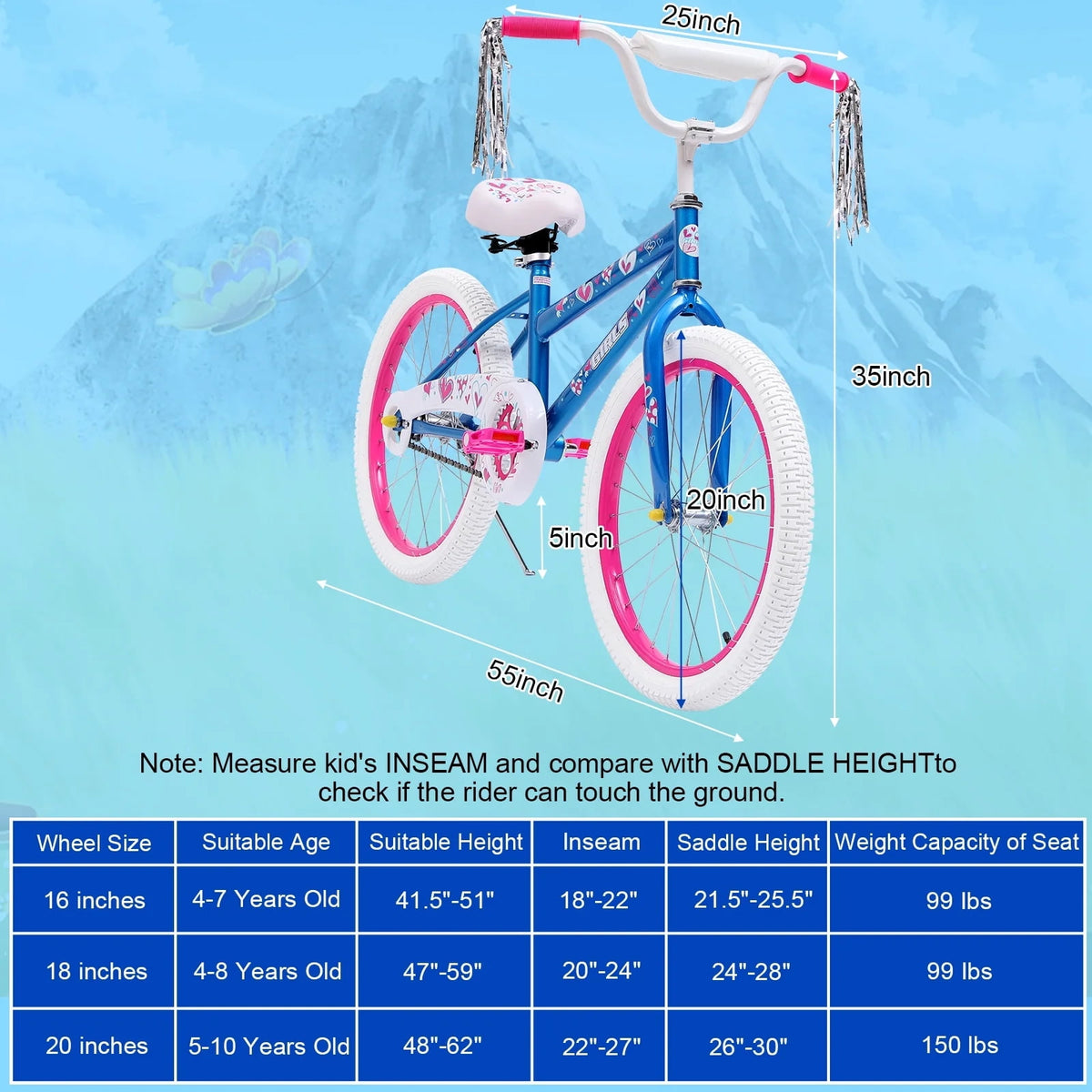 Redsmile 20 in. Kids Bike, Bicycle for Girls and Boys Ages 6-12 Years, Blue