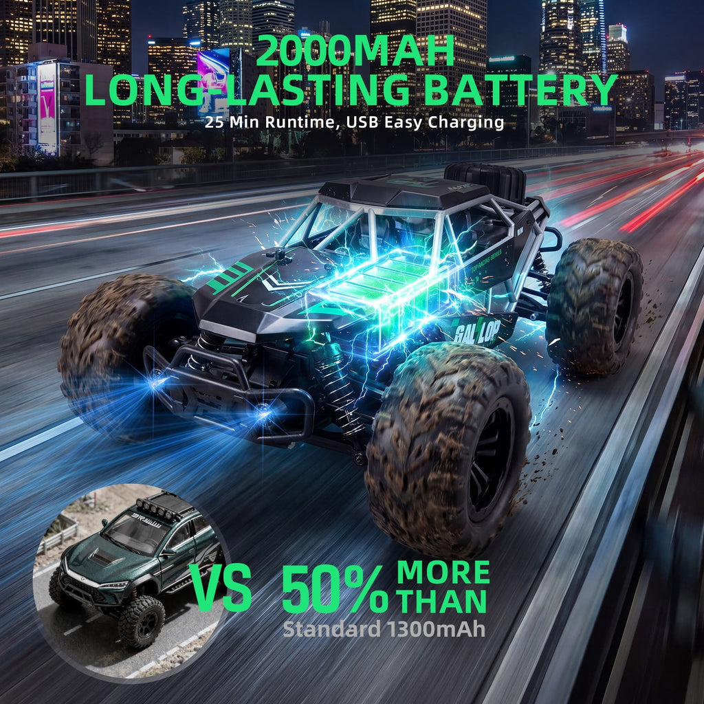 Redsmile Remote Control Car 1:16 Scale 4WD Off-Road RC Truck with 22 MPH Speed, All-Terrain Monster Truck with LED Headlights and Rechargeable Battery, Ready to Run Toy Gift for Boys and Kids