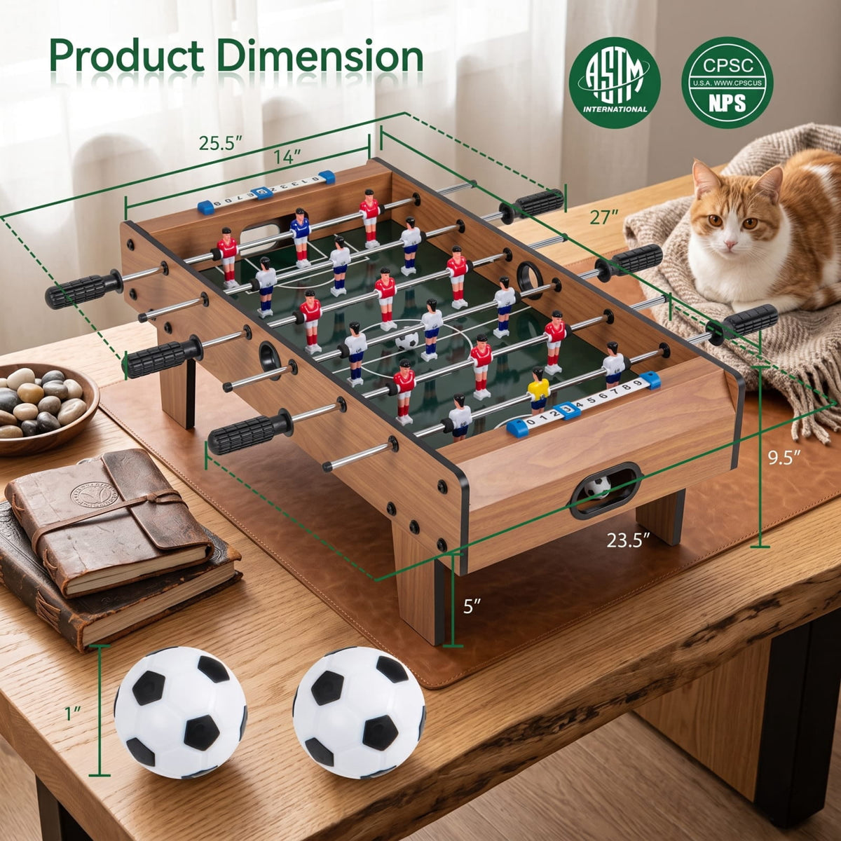 Redsmile 27 Inch Foosball Table Mini Tabletop Soccer Game Fun Interactive Game Set for Kids Adults Family Game Room Party Indoor Play