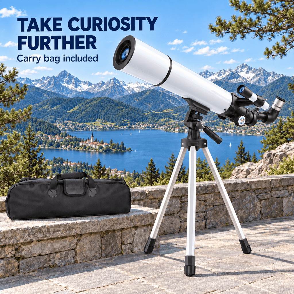 Redsmile Telescope for Adults and Kids, 80mm Aperture 500mm Refractor Telescope for Beginners, High Powered 20x to 50x Astronomy Optics, AZ Mount Tripod, Portable for Moon, Stargazing, Birding, White