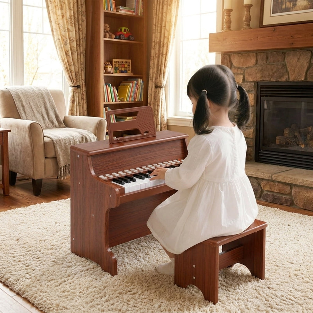 Redsmile 25-Key Kids Piano Keyboard with Adjustable Speed and Record Function for Kids Age 3 and Up to Learn Their First Songs, Brown